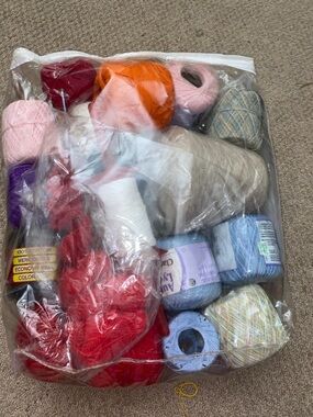 Assorted Multicolor Yarn Bundle - Red, Pink, Orange, Blue, Cream